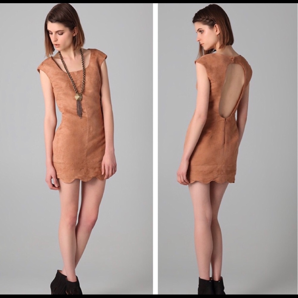 Finders Keepers Cognac Suede Dress